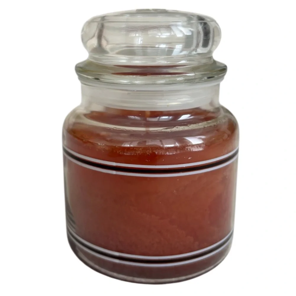 Yankee Candle Jar Mom’s Apple Pie Rare Vintage Black Band Orange 14.5 Oz